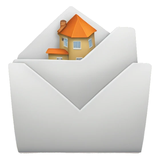 a folder full of paper with a visible home symbol on it sticker