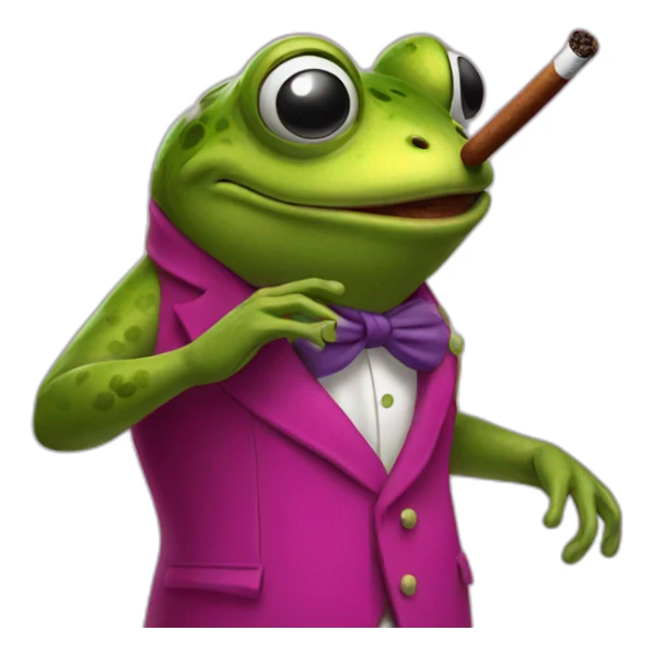 Frog wearing magenta coat smoking cigar  sticker
