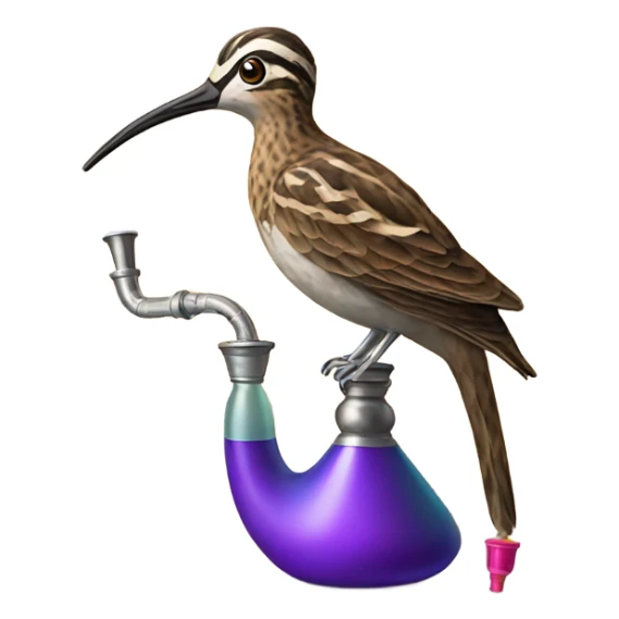 A snipe bird sits next to a hookah sticker