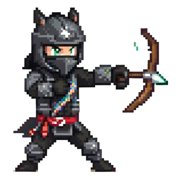 Ninja horse, black ninja outfit, throwing star, stealthy pose sticker