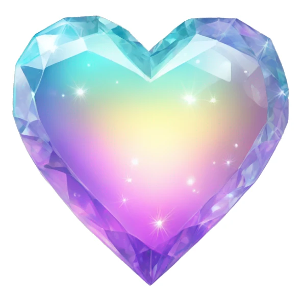 Sparkly glossy Pastel iridescent glass crystal heart sticker
