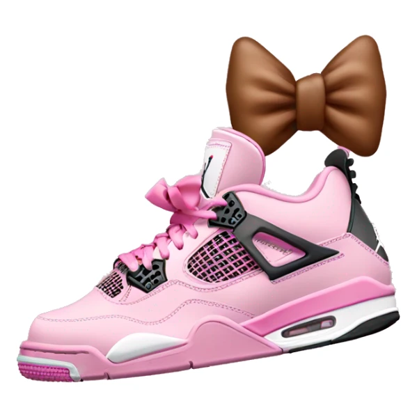 Jordan 4 pink with small pink bow on the back  sticker