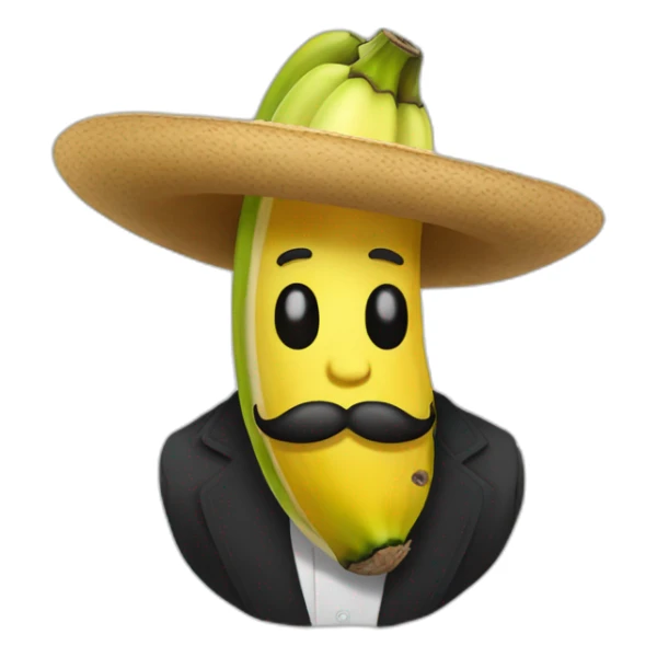 un platano con bigote y sombrero mexicano sticker