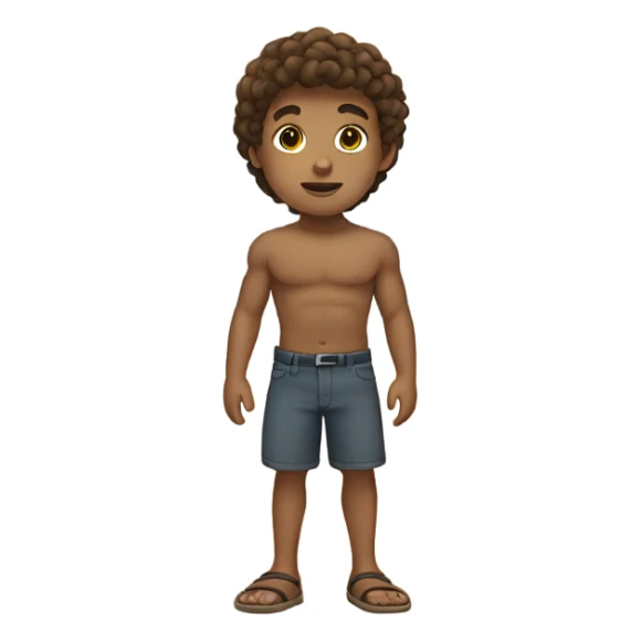 A strong boy with brown hair on the beach sticker