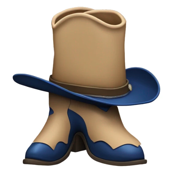 Tall cowboy boot with spur and a dark blue cowboy hat on top sticker