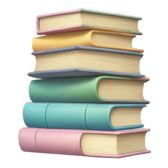 Create an emoji of a stack of books with pastel colors sticker