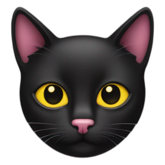 black cat with pink nose and yellow eyes sticker