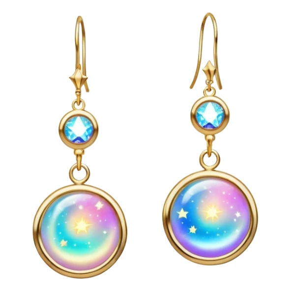 earrings as celestial charms with cosmic glow sticker