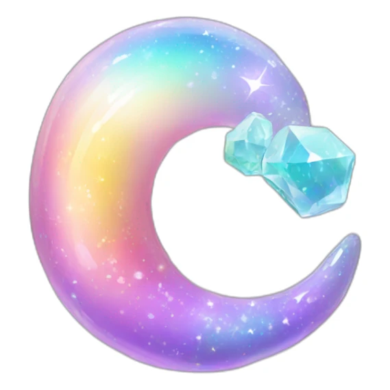 glossy Pastel iridescent rainbow crystal crescent sticker