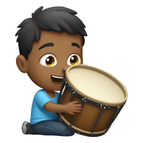 un niño jugando con un tambor  sticker