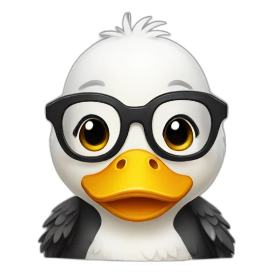 Cute duck glasses with black hair sticker