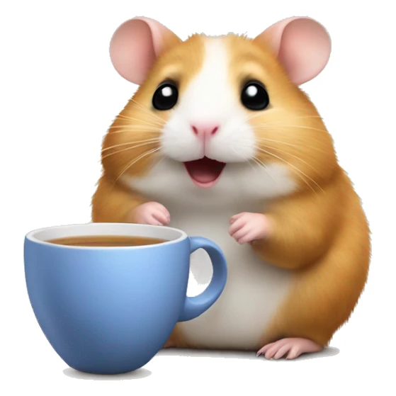 Funny hamster with a cup of tea sticker