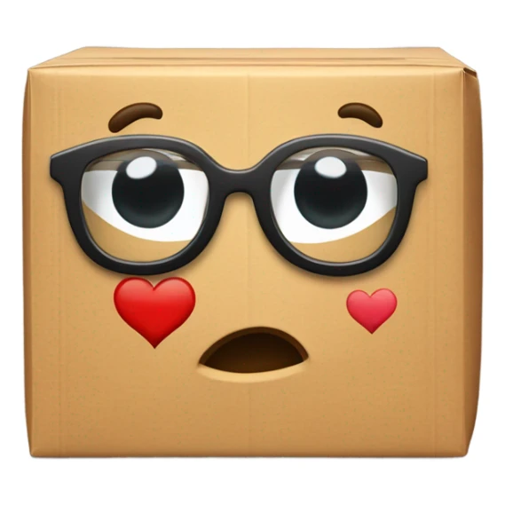 caja inteligente con lentes encima de un corazon gigante sticker