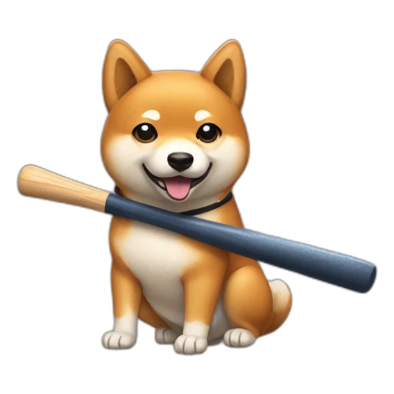 shiba inu holding a baseball bat, sitting sticker