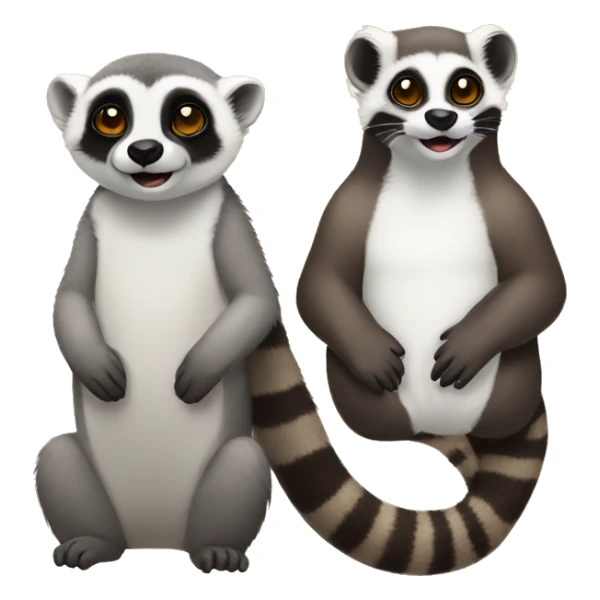A lemur and an otter cute being friends sticker