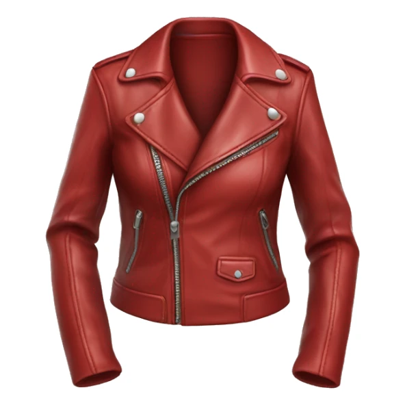 Hyper Realistic isolated open apple red feminine fashion leather jacket. sticker