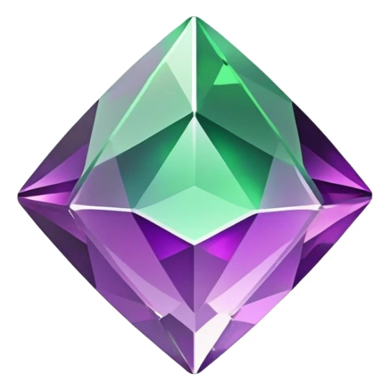 faceted alexandrite gemstone shaped like a play button, sparkling purple and green hues sticker