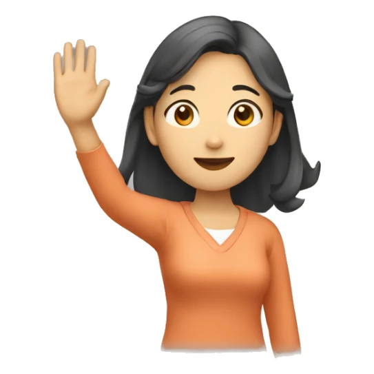 asian woman waving sticker