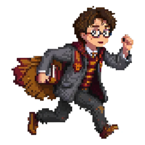 Harry Potter running urgently without any wand sticker