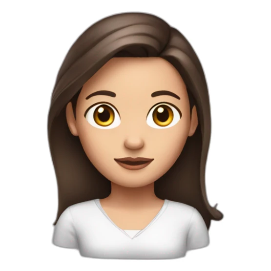 Brunette girl with a very big left ear sticker