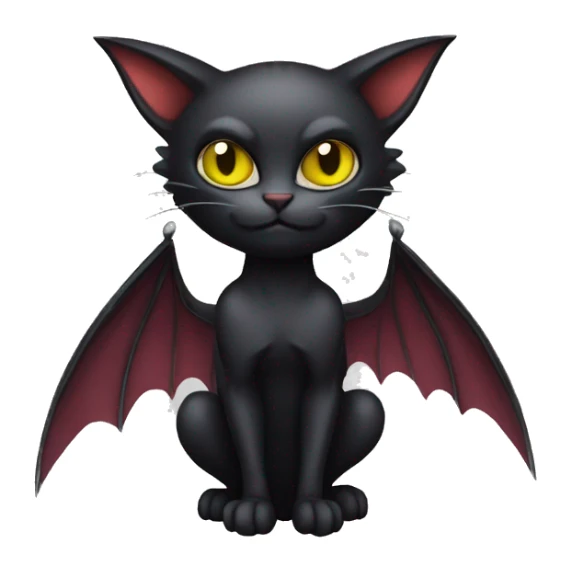 Black-Vampire-Batty-Cat-Fakémon-Cat With Bat-wings as ears  sticker