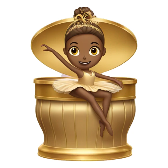  brown ballerina in a gold music box sticker