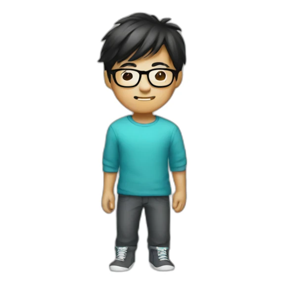 bowlcuthair　asianboy with glasses sticker