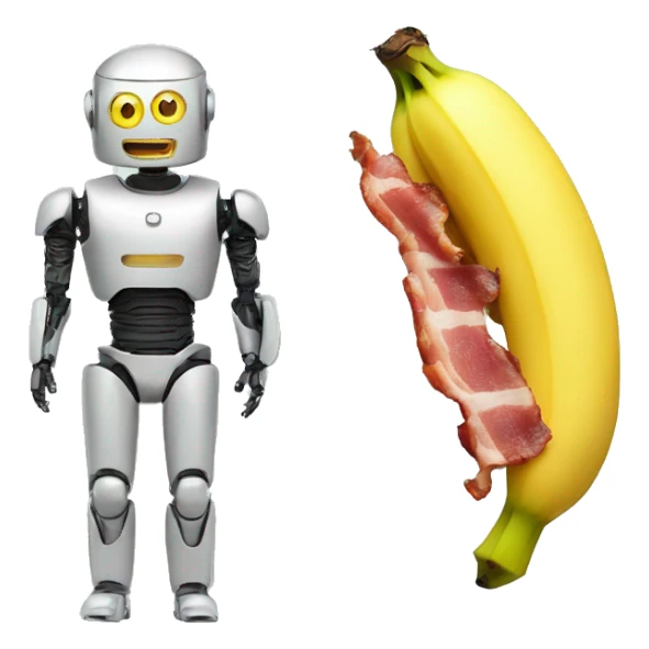 A banana turned into a robot and bacon a human sticker
