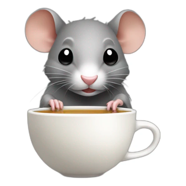 Un rat avec une scie qui boit un thé sticker