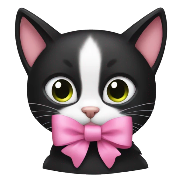 Black cat with pink bow on top of its head sticker