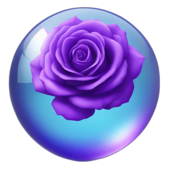 Violet rose in a blue shiny glass sphere  sticker