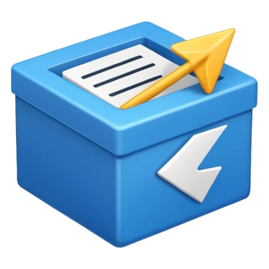 emoji representing the concept of 'import', an arrow entering a box, clear and universal style sticker