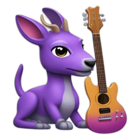 Purple impala animal with guitar sticker