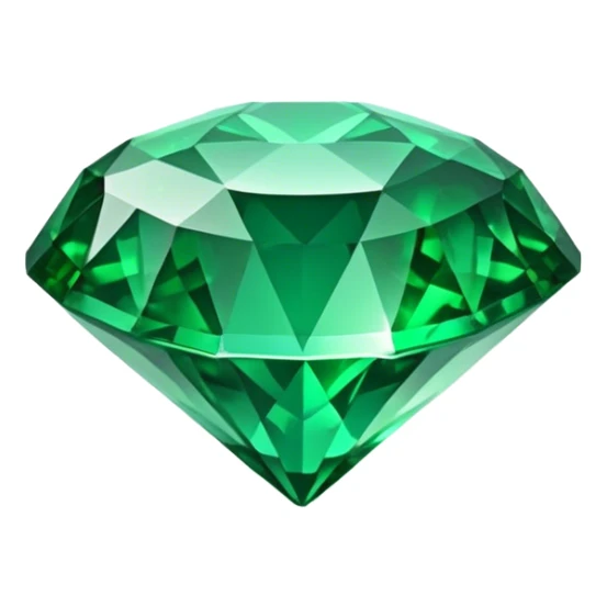 Cinematic Realistic Emerald Emoji, Deep and lush, with a vibrant green hue that catches light, creating a brilliant, sparkling effect across its polished surface. The facets of the gem catch the light in rich, deep reflections, radiating a sense of luxury and nature. Soft glowing outline, capturing the essence of natural beauty and timeless elegance in a vivid emerald. sticker
