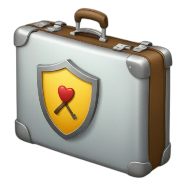 ios emoji style icon luggage with shield and check mark sticker