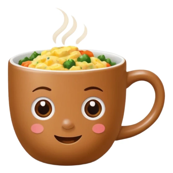 eggs with veggies and one coffee in cute mug on the side sticker