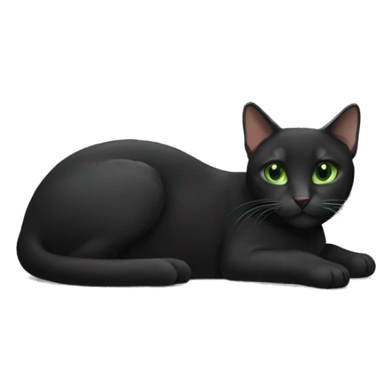  black Carey cat white neck and green eyes lying down sticker