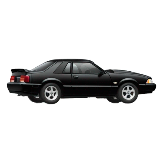 a black 1993 ford mustang sedan with a hood scoop sticker