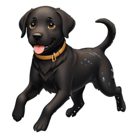 A black Labrador Retriever running through shallow water near a lake, splashing around happily. Natural lighting, motion shot, photorealistic style. sticker