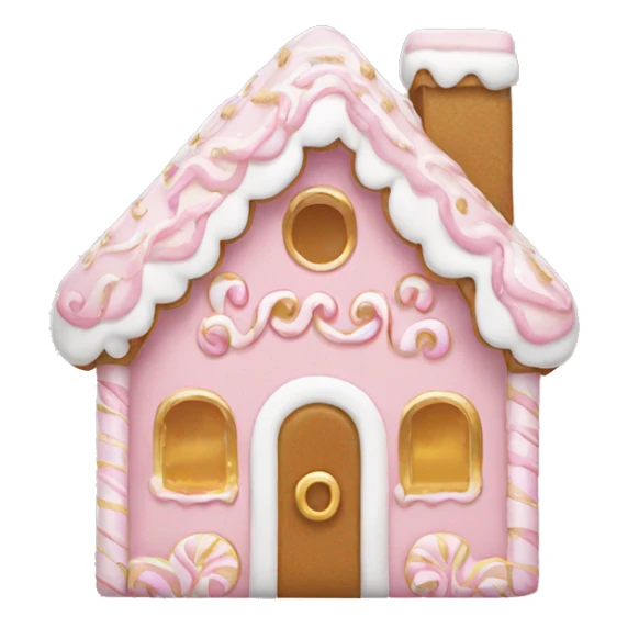 light pink and gold and white gingerbread house sticker