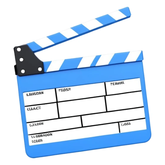 minimalist blue and white film clapperboard, geometric shapes only sticker