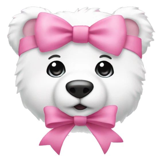 cute white bears face only with a pink bow on it’s ear with a sparkle emoji like this ✨ around it sticker