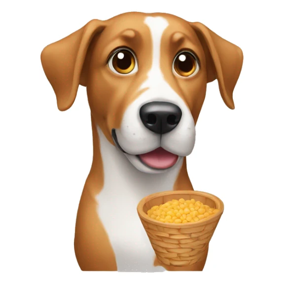 Dog with food sticker