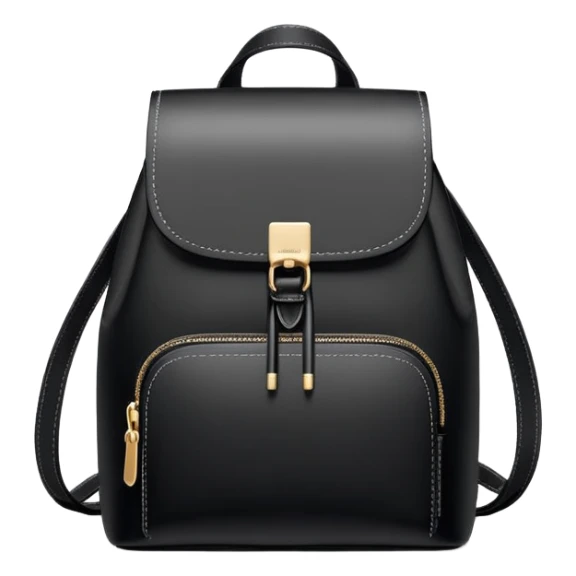 small black commuter backpack purse, women's, clean minimal aesthetic, plain sticker