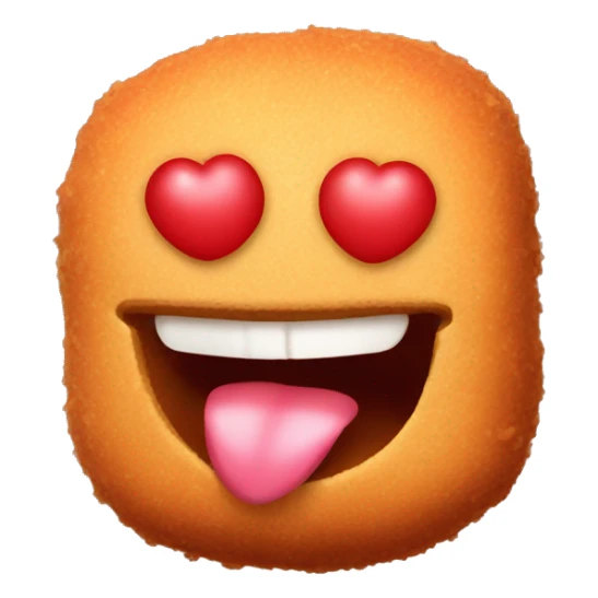 croquette with happy mouth and heart eyes sticker