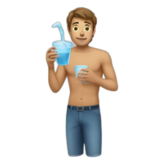 a guy drnking a cup of water  sticker