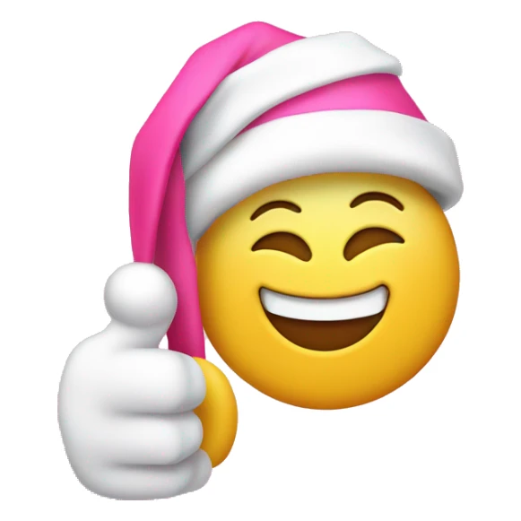 Pink thumbs up smiley face with pink Santa hat sticker