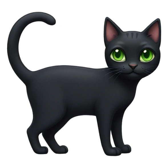 A skinny and short-haired magical black cat with green eyes sticker