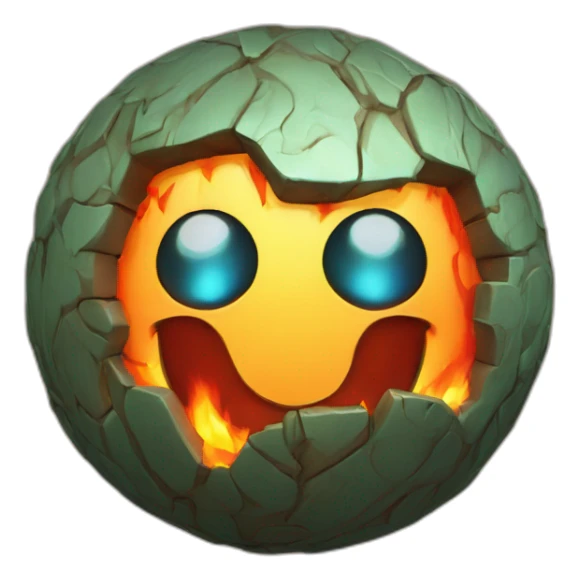 3d sphere with a cartoon nauseated fire Creeper skin texture with beautiful eyes sticker