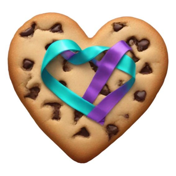 Cookie heart with teal purple awareness ribbon sticker